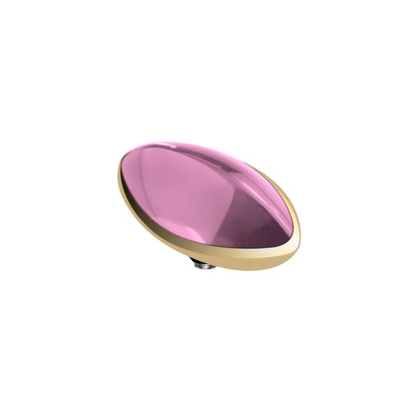 Wunderschöner MelanO Ringaufsatz mit ovalem Zirkonia in Pink und goldener Fassung, kombinierbar mit allen Twisted Ringen. Der Aufsatz wird auf den Ring geschraubt und ist austauschbar. Jetzt versandkostenfrei im Perlenmarkt OnlineShop bestellen!