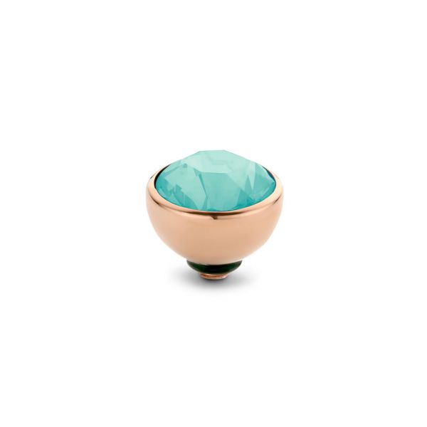 Funkelnder MelanO Twisted Ringaufsatz mit türkisem Zirkonia und roségoldener Fassung, kombinierbar mit allen MelanO Twisted Ringen. Der MelanO Twisted Aufsatz wird auf den Ring geschraubt und ist austauschbar. Jetzt im Perlenmarkt OnlineShop bestellen!