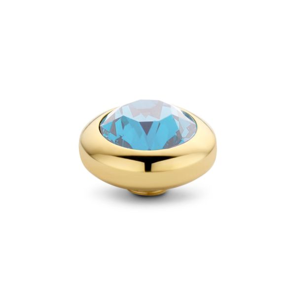 Fantastischer MelanO Ringaufsatz mit Zirkonia in glitzerndem Aquamarin-Blau und goldener Fassung für alle Vivid Ringe. Der Aufsatz wird auf den Ring geschraubt und kann ausgetauscht werden. Jetzt versandkostenfrei im Perlenmarkt OnlineShop bestellen!