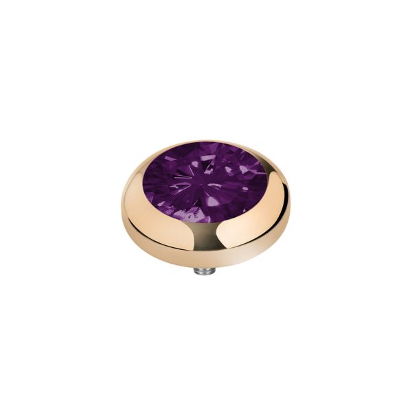 Fantastischer Ringaufsatz mit funkelndem Zirkonia in Aubergine und goldener Fassung für alle MelanO Vivid Ringe. Das Melano Vivid Schmuck System jetzt versandkostenfrei im Perlenmarkt OnlineShop bestellen!