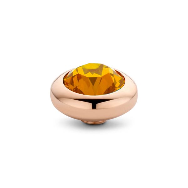 MelanO Ringaufsatz mit orange glitzerndem Zirkonia in roségoldener Fassung für alle Vivid Ringe. Der Aufsatz wird auf den Ring geschraubt und ist austauschbar: Das Vivid Schmuck System jetzt versandkostenfrei im Perlenmarkt OnlineShop bestellen!