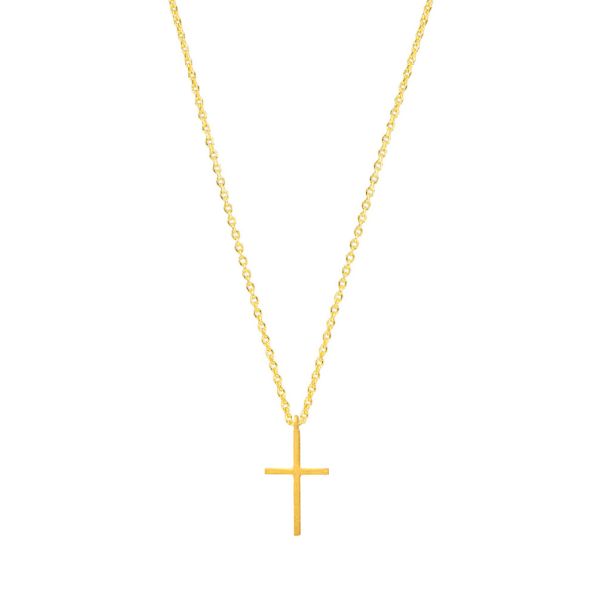 Die schlichte, goldene Halskette mit feinem, elegantem Kreuz von Krinaki Jewelry aus 14 Karat Gold wartet schon im Perlenmarkt OnlineShop auf Dich! Jetzt entdecken!