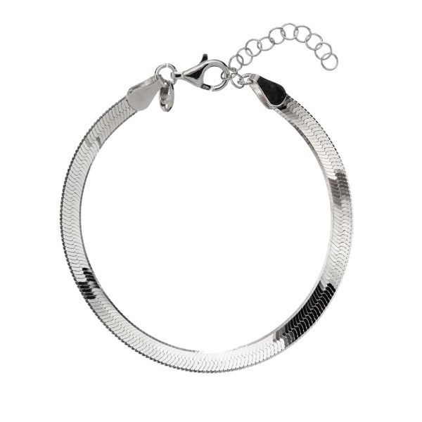 Das fantastische Schlangenarmband von alisia aus Sterling Silber ist 4,5 mm breit und wird in Italien handgefertigt. Die Wellenförmigen Glieder sind eng aneinanderliegend gesetzt, damit eine durchgängige, glatte, bewegliche Fläche entsteht.