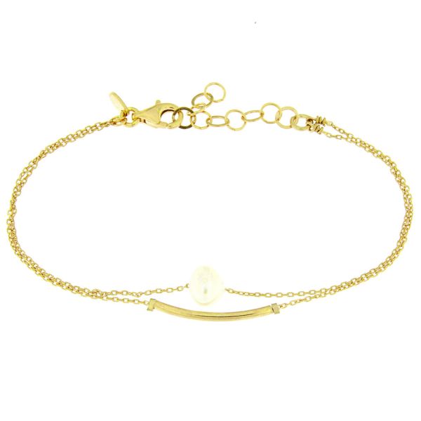 Fantastisches, zweifaches Armband in Gold mit Perle und sanft gebogenem Anhänger. alisia Schmuck wird in Italien gefertigt: Jetzt versandkostenfrei im Perlenmarkt OnlineShop bestellen!