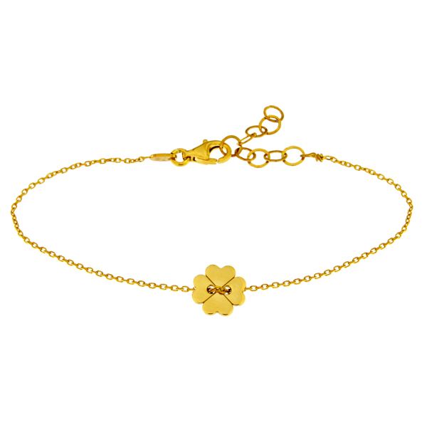Glückliches kleines Armband mit goldenem, vierblättrigem Kleeblatt. alisia Schmuck wird in Italien gefertigt: Jetzt versandkostenfrei im Perlenmarkt OnlineShop bestellen!