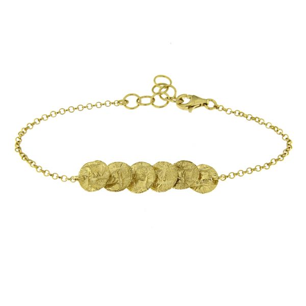 Reizendes Armband mit sechs goldenen Plättchen. alisia Schmuck wird in Italien gefertigt: Jetzt versandkostenfrei im Perlenmarkt OnlineShop bestellen!