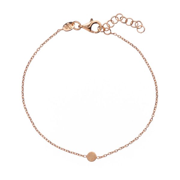 Süßes kleines Armband in Roségold mit schlichtem Plättchen. Es ist ein Gliederarmband, das Plättchen sitzt fest in der Mitte. alisia Schmuck wird in Italien gefertigt: Jetzt versandkostenfrei im Perlenmarkt OnlineShop bestellen!