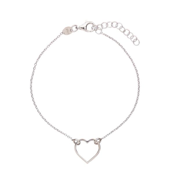 Verliebtes kleines Armband aus Sterling Silber mit leichtem Herz am rechten Fleck. Gliederarmband mit zierlichem, offenem Herz-Element, das an zwei Ösen hängend das Armband verbindet. alisia Schmuck wird in Italien gefertigt.