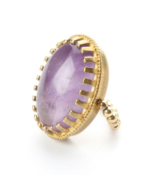 Reizender Exoal Ring mit Amethyst in Cabochon-Schliff und goldener Fassung: Jetzt im Perlenmarkt OnlineShop bestellen! Exoal Schmuck wird aus Naturmaterialien hergestellt. Kleine Farbabweichungen sind deshalb möglich.