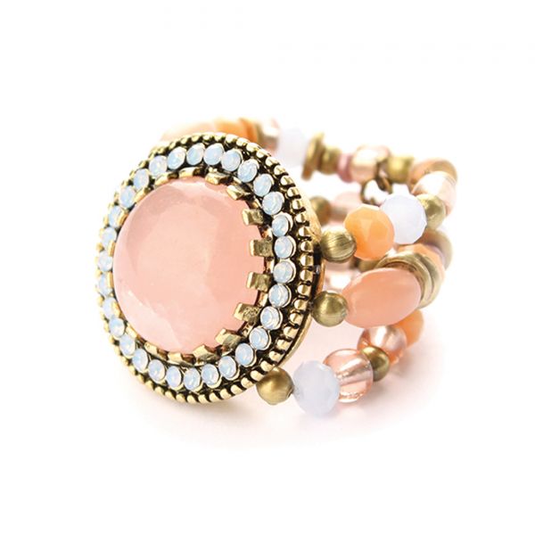 Jetzt neu im Perlenmarkt OnlineShop: Der entzückende Exoal Ring Round Crystal mit toller Kombination aus Rosenquarz und funkelndem Kreis aus Swarovski Elements aus der Exoal Sommerkollektion 2014. Exoal Schmuck wird aus Naturmaterialien hergestellt.