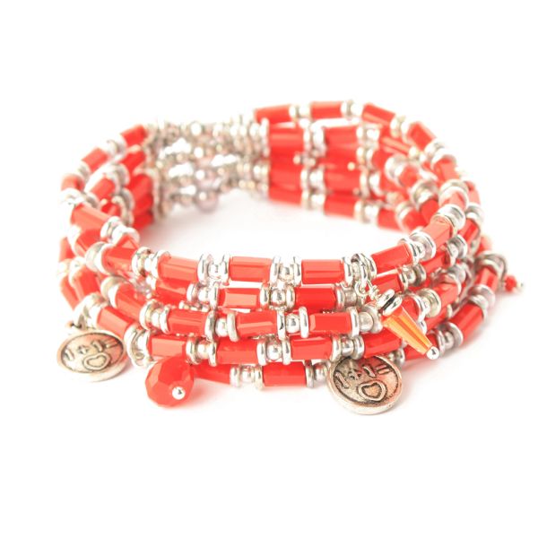 Fantastisches Exoal Perlenarmband in Korall-Rot mit feinen Silberelementen und bezaubernden kleinen Anhängern. Exoal Schmuck wird aus Naturmaterialien hergestellt. Jetzt versandkostenfrei im Perlenmarkt OnlineShop bestellen!