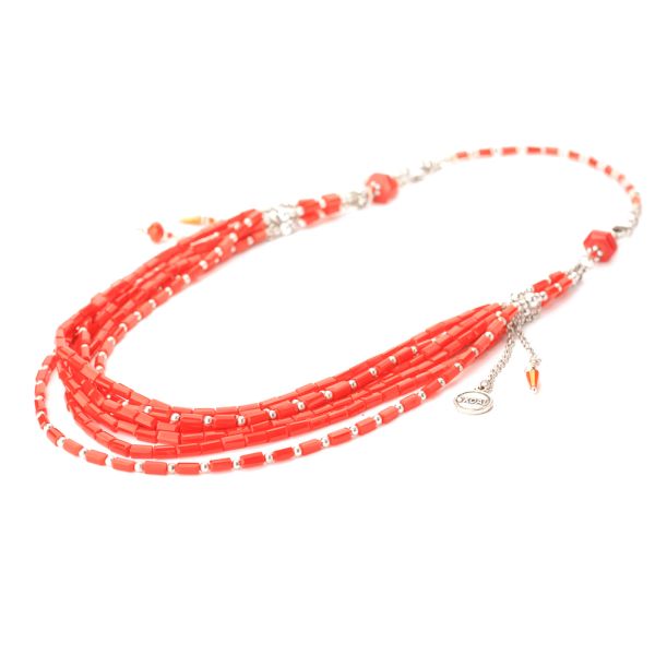 Traumhaftes, mehr-reihiges Exoal Collier mit genialer Optik in Korall-Rot und vielen Kombinationsmöglichkeiten. Exoal Schmuck wird aus Naturmaterialien hergestellt. Jetzt versankostenfrei im Perlenmarkt OnlineShop bestellen!