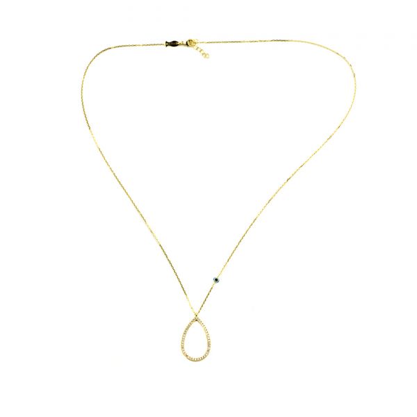 Zauberhafte Kurshuni Halskette mit goldener Gliederkette und funkelndem Tropfen-Anhänger. Jetzt versandkostenfrei im Perlenmarkt OnlineShop bestellen!