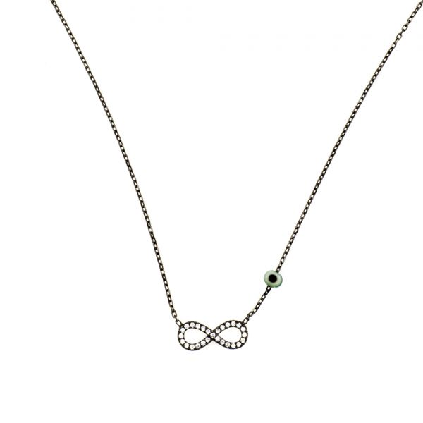 Unendlich schöne Kurshuni Halskette aus geschwärztem Sterling Silber mit glitzernden Zirkonia. Kurshuni Schmuck wird in Istanbul handgefertigt. Jetzt versandkostenfrei im Perlenmarkt OnlineShop bestellen!