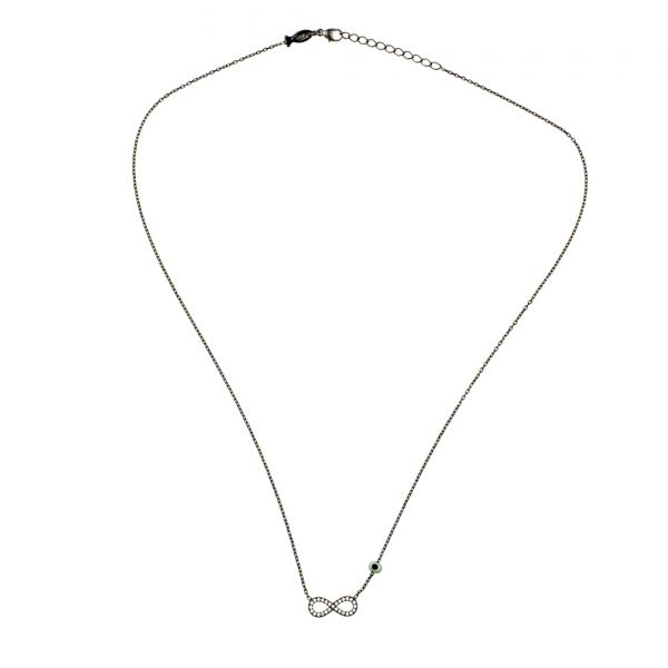 Unendlich schöne Kurshuni Halskette aus geschwärztem Sterling Silber mit glitzernden Zirkonia: Jetzt versandkostenfrei im Perlenmarkt OnlineShop bestellen!