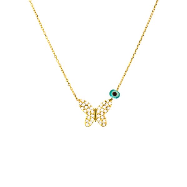 Bezaubernd leichte Kurshuni Halskette aus vergoldetem Sterling Silber mit filigran funkelndem Schmetterling. Kurshuni Schmuck wird in Istanbul handgefertigt. Jetzt versandkostenfrei im Perlenmarkt OnlineShop bestellen!