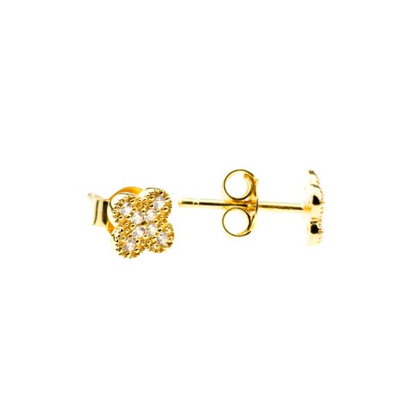 Entzückende kleine Kurshuni Ohrstecker mit goldenen, zirkonia-besetzten Kleeblättern. Kurshuni Schmuck wird in Istanbul handgefertigt. Jetzt versandkostenfrei im Perlenmarkt OnlineShop bestellen!