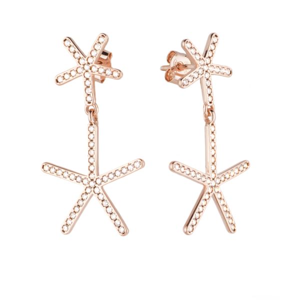 Wunderschöne Kurshuni Ohrstecker mit glitzernden Seesternen aus Zirkonias und rosévergoldetem Sterling Silber. Kurshuni Schmuck wird in Istanbul handgefertigt. Jetzt versandkostenfrei im Perlenmarkt OnlineShop bestellen!