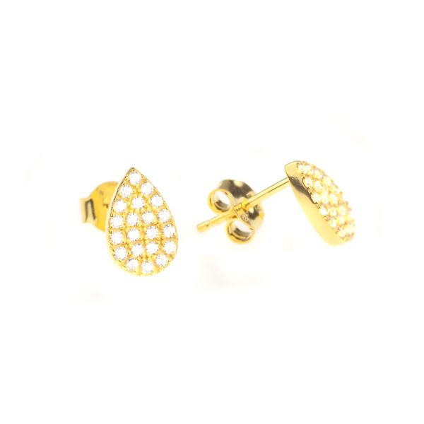 Bezaubernde Kurshuni Ohrstecker mit eleganten Tropfen aus vergoldetem Sterling Silber, besetzt mit glitzernden Zirkonias. Kurshuni Schmuck wird in Istanbul handgefertigt. Jetzt versandkostenfrei im Perlenmarkt OnlineShop bestellen!