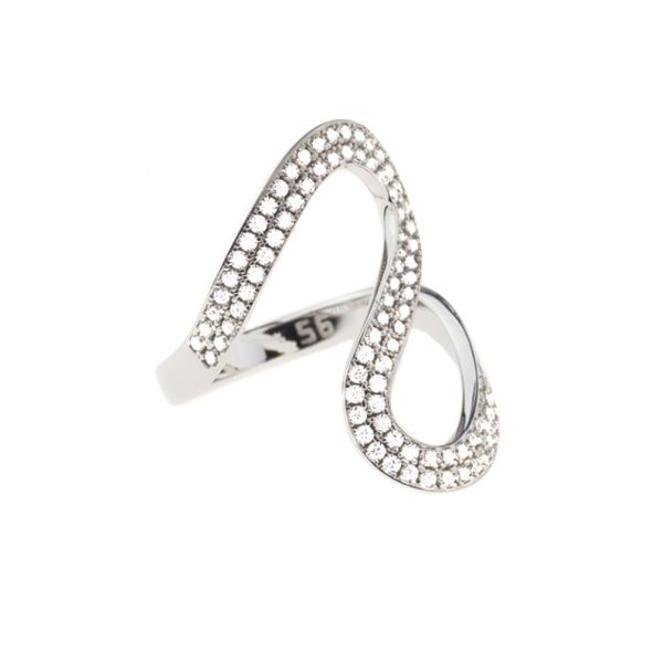 Eleganter Kurshuni Ring mit wunderschöner, fließender Form aus rhodiniertem Sterling Silber und glitzernden Zirkonias. Kurshuni Schmuck wird in Istanbul handgefertigt. Jetzt versandkostenfrei im Perlenmarkt OnlineShop bestellen!