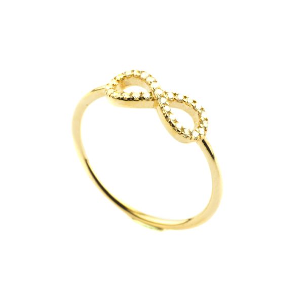 Süßer kleiner Kurshuni Ring mit Unendlichkeits-Symbol aus vergoldetem Sterling Silber mit funkelnden Zirkonia. Kurshuni Schmuck wird in Istanbul handgefertigt. Jetzt versandkostenfrei im Perlenmarkt OnlineShop bestellen!