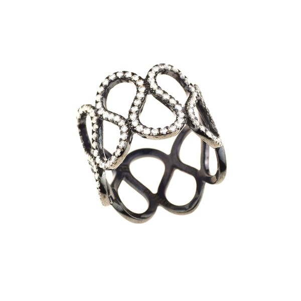 Eleganter Kurshuni Ring aus geschwärztem Sterling Silber mit einzeln gefassten Zirkonias. Kurshuni Schmuck wird in Istanbul handgefertigt. Jetzt versandkostenfrei im Perlenmarkt OnlineShop bestellen!