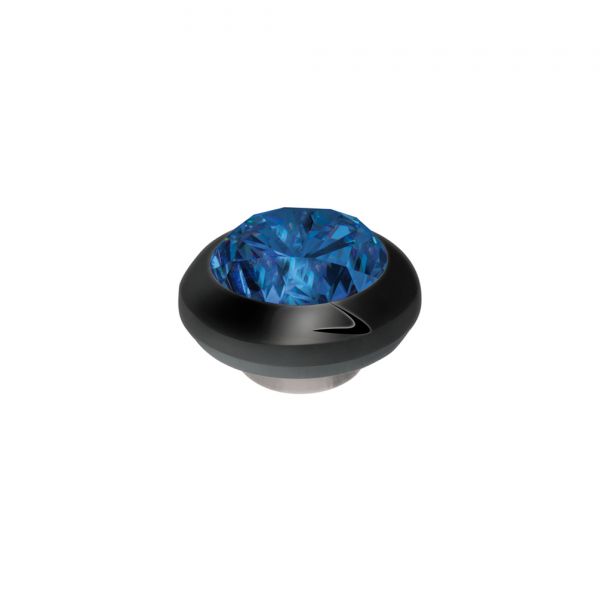 Fantastischer MelanO Magnetic Ringaufsatz mit blauem Zirkonia in schwarzer Fassung, kombinierbar mit allen MelanO Magnetic Ringen. Der MelanO Magnetic Kopf ist magnetisch und kann ausgetauscht werden. Jetzt neu im Perlenmarkt OnlineShop!