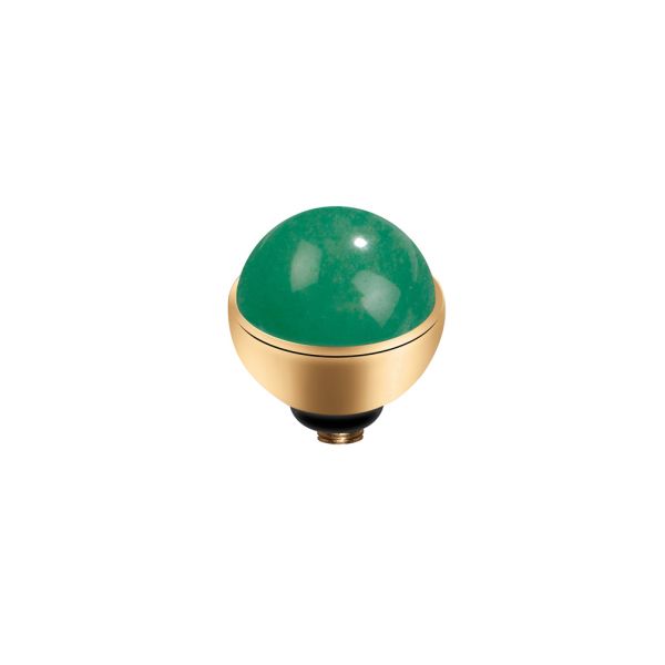 Großartiger MelanO Ringaufsatz aus Jade mit goldener Fassung für alle Twisted Ringe. Der Aufsatz wird auf den Ring geschraubt und kann ausgetauscht werden. MelanO Twisted Schmuck jetzt versandkostenfrei im Perlenmarkt OnlineShop bestellen!