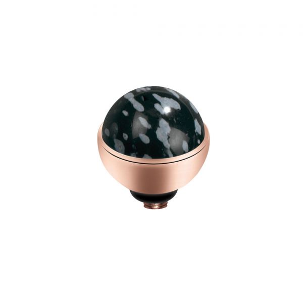 Bezaubernder MelanO Twisted Ringaufsatz mit Schneeflocken-Obsidian und roségoldener Fassung, kombinierbar mit allen MelanO Twisted Ringen. Der MelanO Twisted Aufsatz wird auf den Ring geschraubt und ist austauschbar. Jetzt im Perlenmarkt OnlineShop!