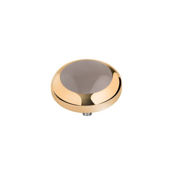 Großartiger MelanO Ringaufsatz in Taupe mit goldener Fassung, kombinierbar mit allen Vivid Ringen. Der Aufsatz wird auf den Ring geschraubt und ist austauschbar: Das Vivid Schmuck System jetzt versandkostenfrei im Perlenmarkt OnlineShop bestellen!