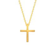 An der schlichten, goldenen Gliederkette hängt ein herrliches, großes Kreuz mit lateinischen Proportionen. Handgefertigt aus 14 Karat Gold in Athen von Krinaki Jewelry!