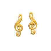 Diese wunderschönen Ohrstecker von Krinaki Jewelry tragen je einen Notenschlüssel. Die Violinschlüssel sind filigran gearbeitet und folgen der klassischen Form. Die Ohrringe werden in Handarbeit aus 14 Karat Gold in Athen gefertigt.